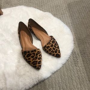 J. Crew Mercantile leopard print calf hair d’orsay flats